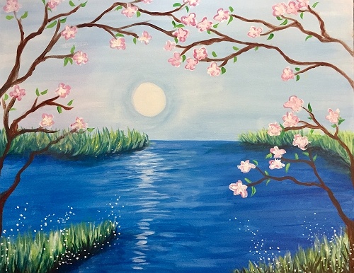 Paint Nite Cherry Blossom Waters