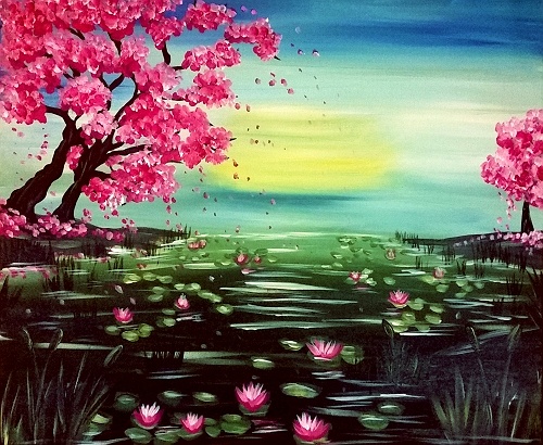 Paint Nite: Cherry Blossom Pond