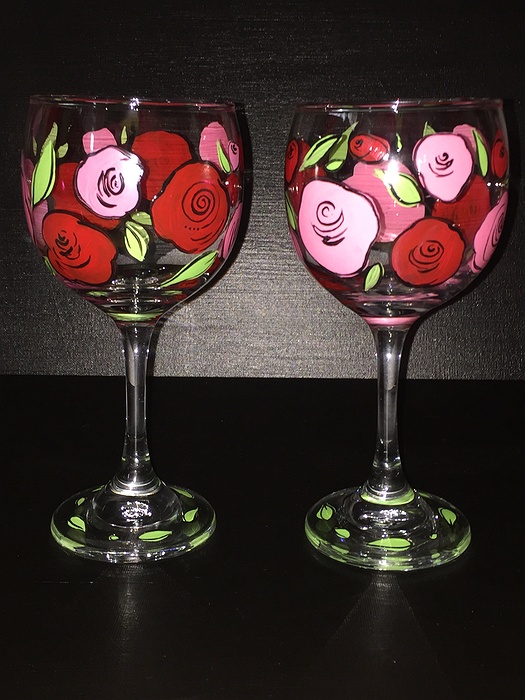 Paint Nite: Retro Roses - Wine Glasses