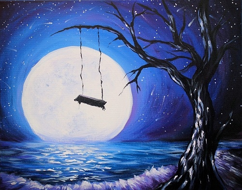 Paint Nite Into The Moonlit Swing