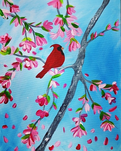 Paint Nite Spring Cardinal Visit