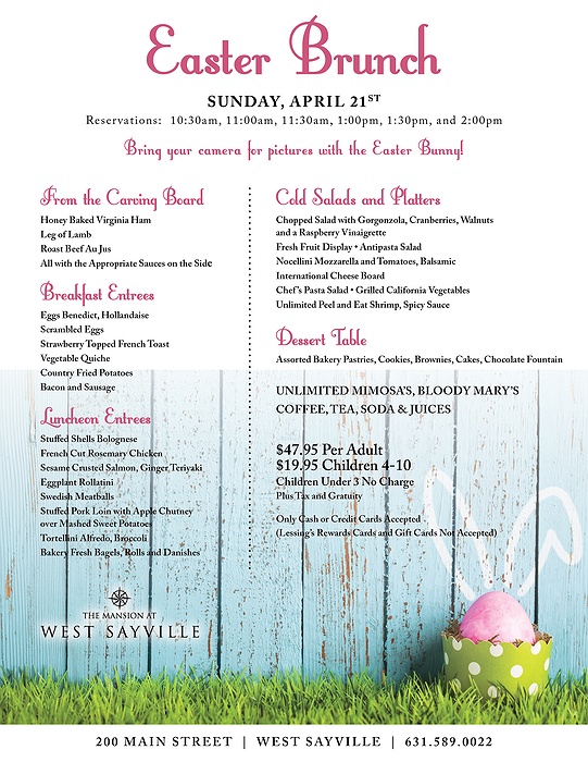 Easter Brunch at The Mansion at West Sayville