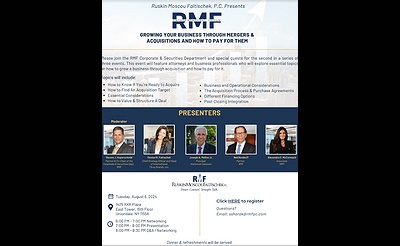 RMF Entrepreneurs Forum: Growing Your Business Through Mergers & Acquisitions and How To Pay For Them