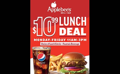 Join Applebee’s for their $10.99 lunch deal Mon-Fri