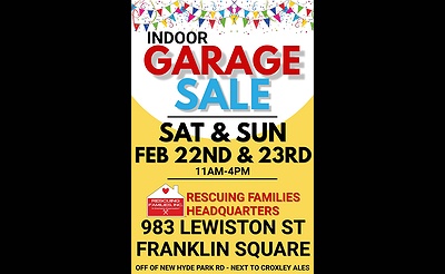 RESCUING FAMILIES INDOOR GARAGE SALE